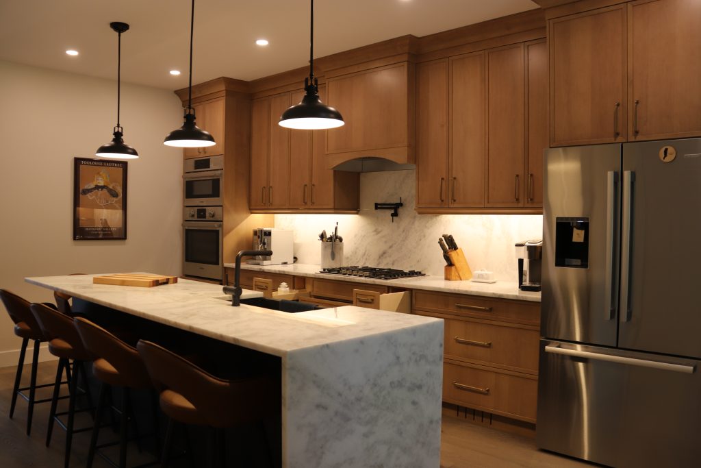 Modern kitchen, wood cabinets