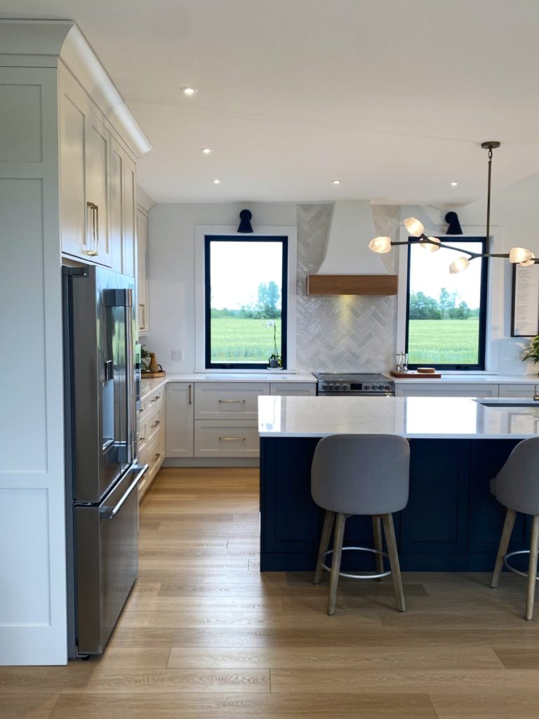 White and blue modern kitchen