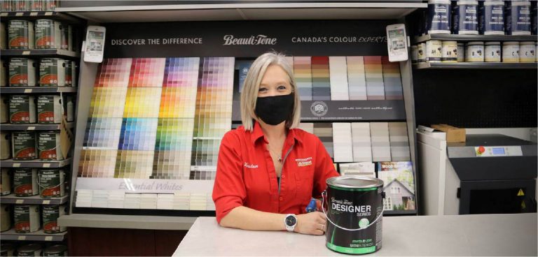 Staff at paint counter